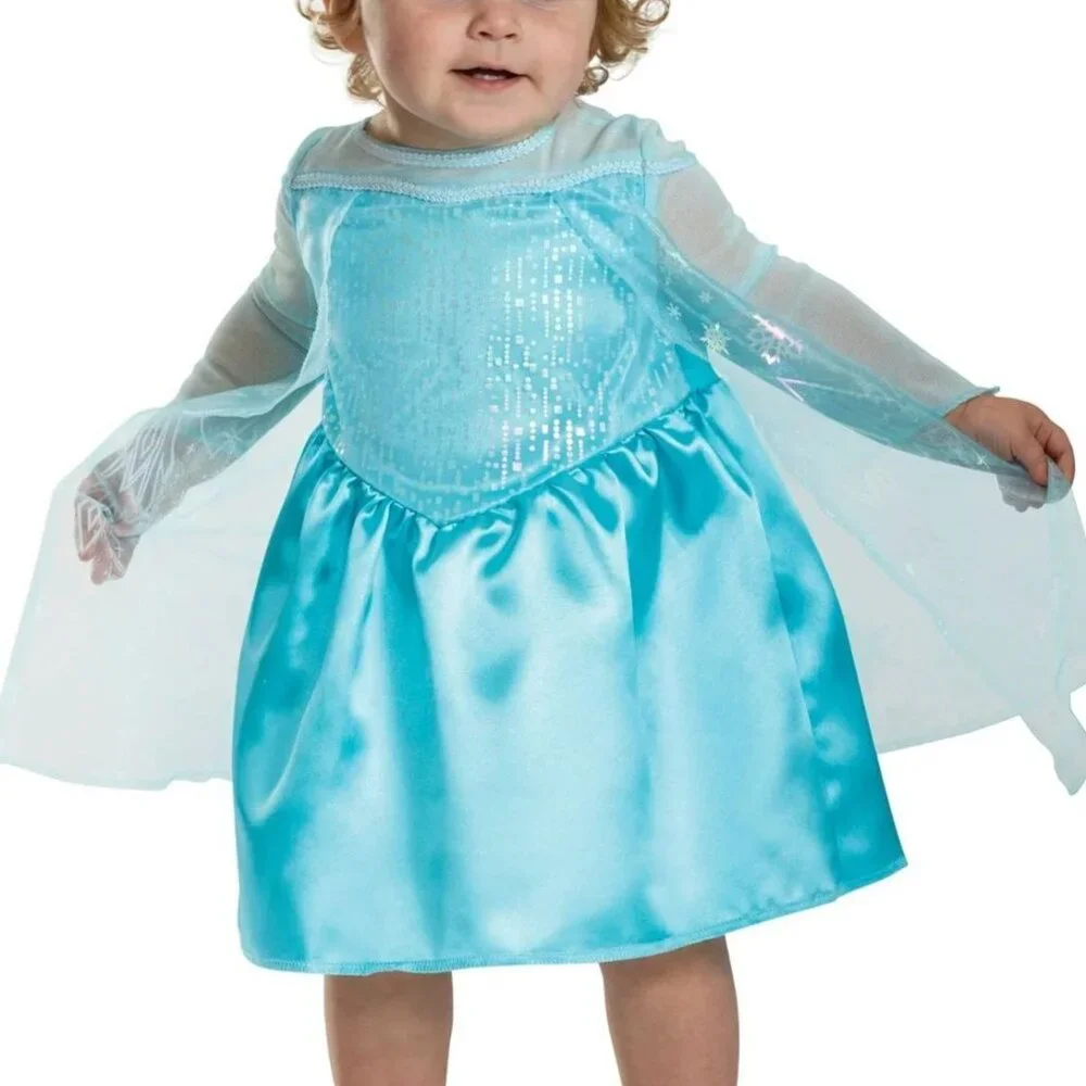DISNEY PRINCESS FROZEN ELSA Fancy Dress TODDLER GIRLS SIZE 12-18 MONTHS NEW - Picture 3 of 9